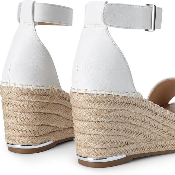 Women's Wedge Sandals Faux Leather Platform Open Toe Summer Dress Shoes - Picture 6 of 8